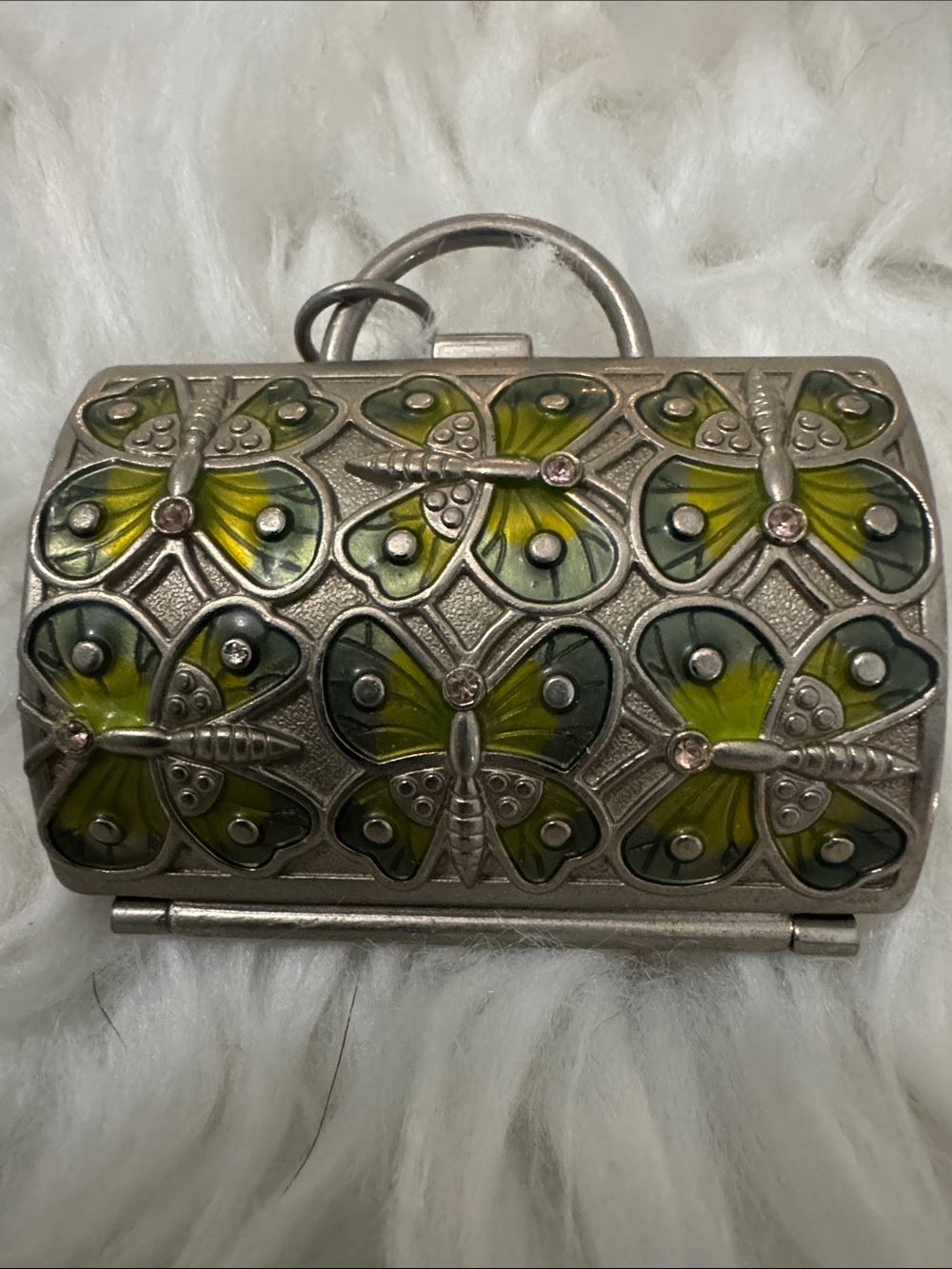Judith Lieber Enamel Butterfly & Crystals Change Purse Pill Box Neiman Marcus